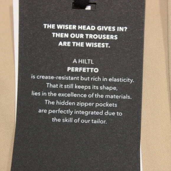 Hiltl NWT Chinos / Casual Pants Size 32 US Dayne In Solid Beige Cotton Blend